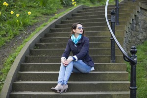 Woman on stairs