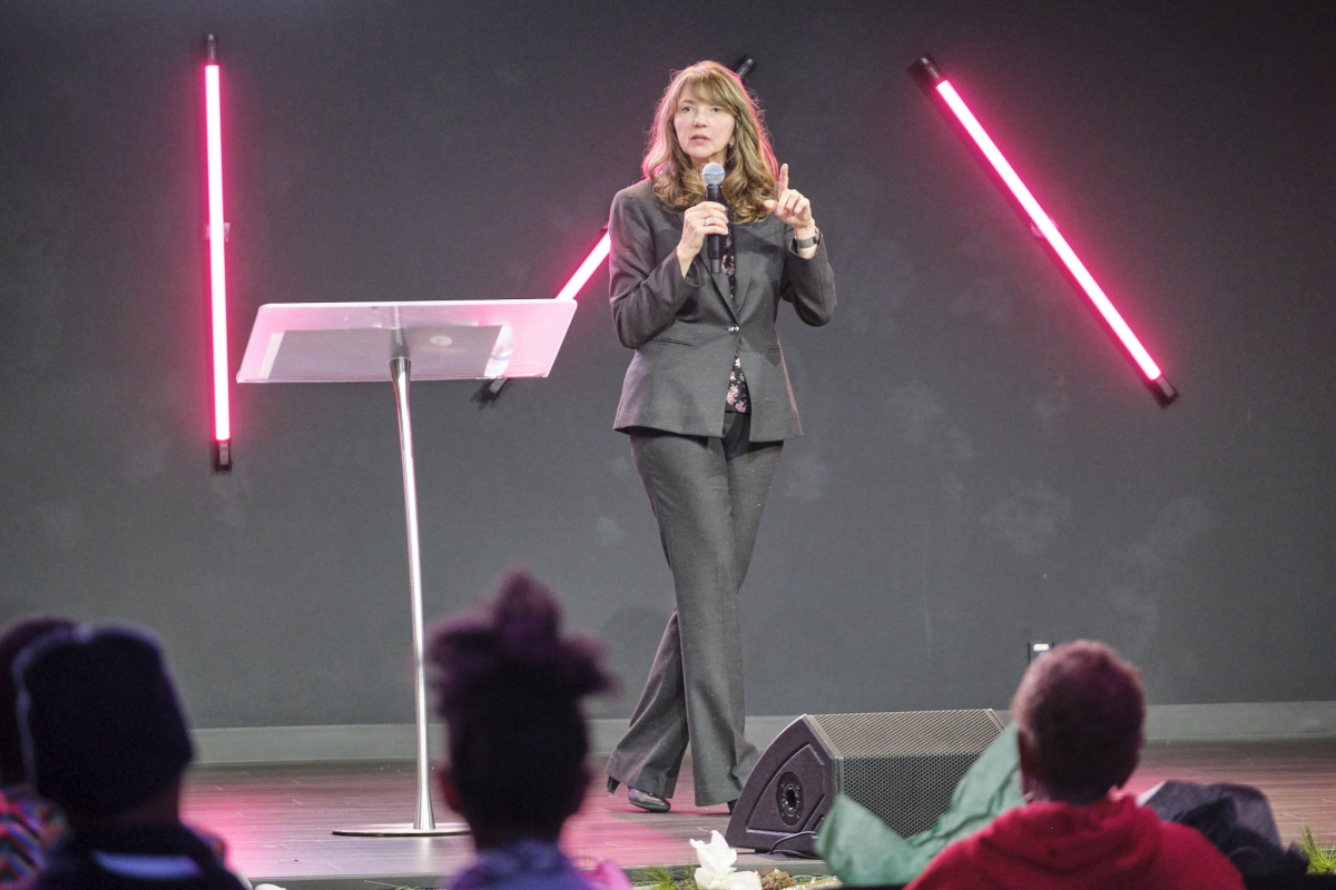 Diana Romero speaking about integrating your faith into your work